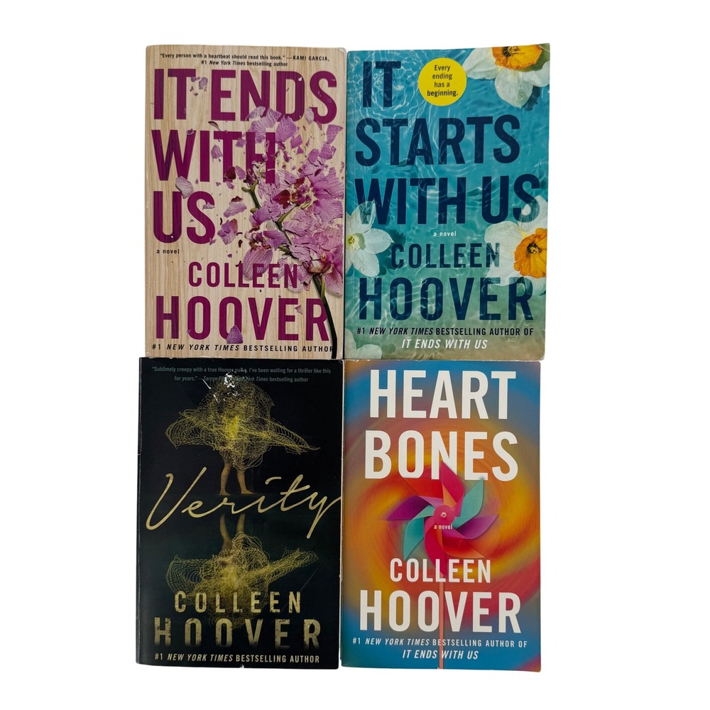 Colleen Hoover Book Lot It Ends With Us It Starts With Us Verity Heart Bones 4pk